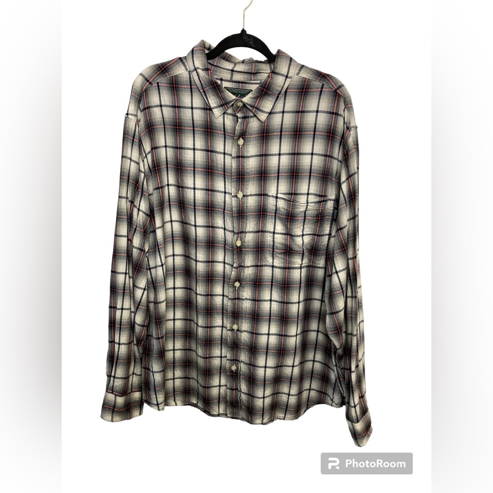 Woolrich black plaid long sleeve button up shirt. XXL